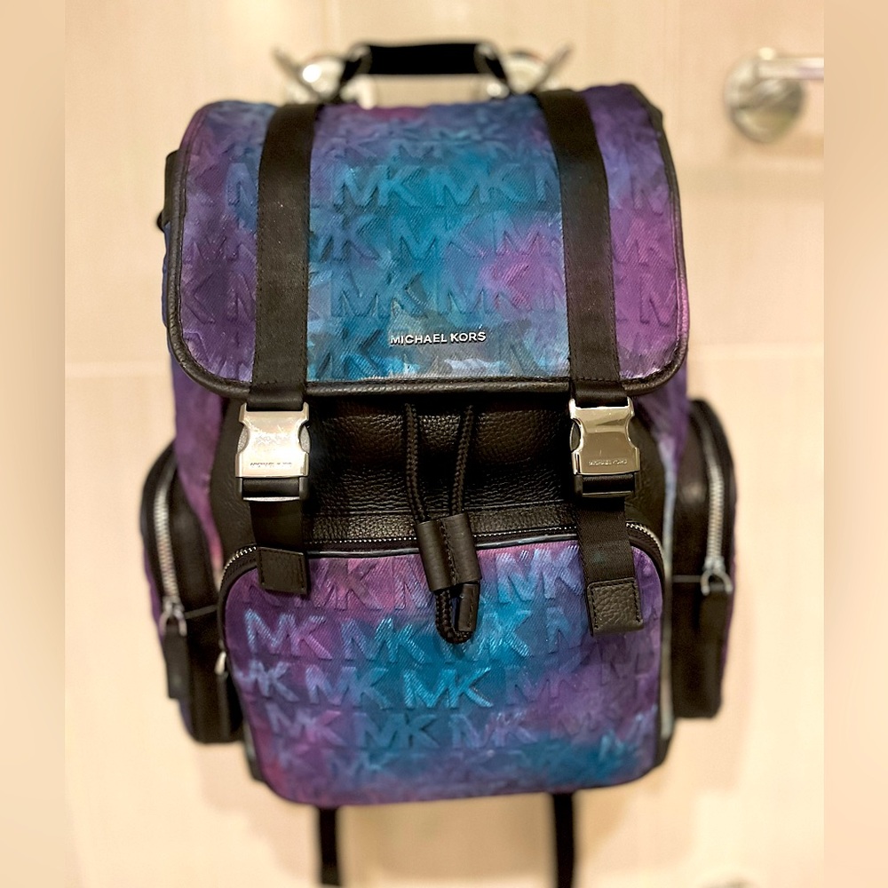 Authentic Michael kors embossed Denim Utility Cooper Men’s Backpack GalaxyColors - Picture 7 of 11